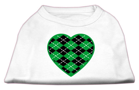 Argyle Heart Green Screen Print Shirt White XS (8)