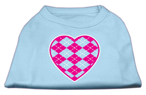 Argyle Heart Pink Screen Print Shirt Baby Blue Sm (10)