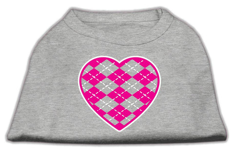 Argyle Heart Pink Screen Print Shirt Grey Sm (10)