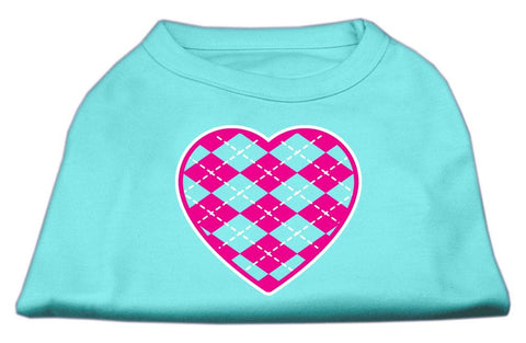 Argyle Heart Pink Screen Print Shirt Aqua XL (16)