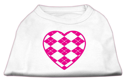 Argyle Heart Pink Screen Print Shirt White XS (8)