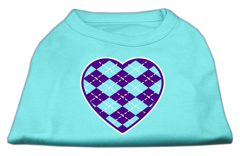 Argyle Heart Purple Screen Print Shirt Aqua Lg (14)