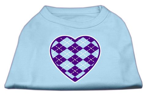 Argyle Heart Purple Screen Print Shirt Baby Blue Lg (14)