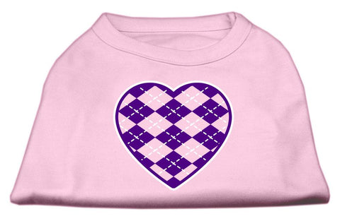 Argyle Heart Purple Screen Print Shirt Light Pink Lg (14)