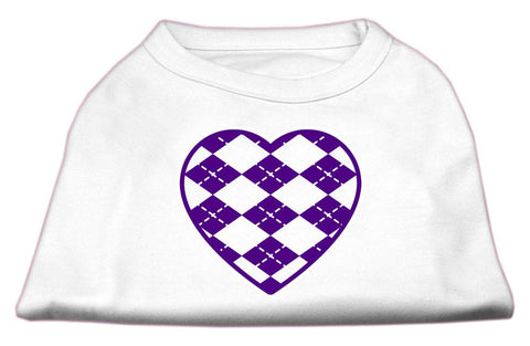 Argyle Heart Purple Screen Print Shirt White M (12)