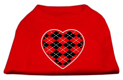 Argyle Heart Red Screen Print Shirt Red Lg (14)