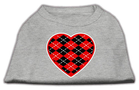 Argyle Heart Red Screen Print Shirt Grey Sm (10)