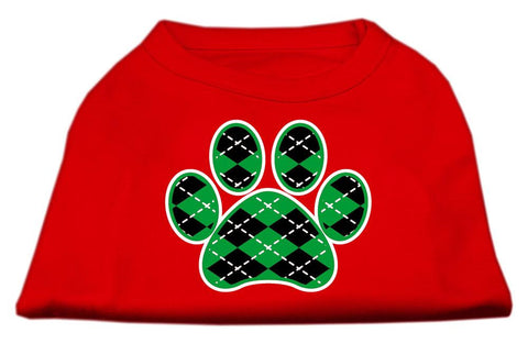 Argyle Paw Green Screen Print Shirt Red XS (8)