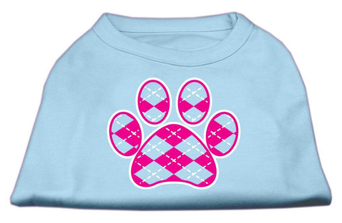 Argyle Paw Pink Screen Print Shirt Baby Blue Med (12)