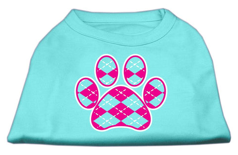 Argyle Paw Pink Screen Print Shirt Aqua XL (16)