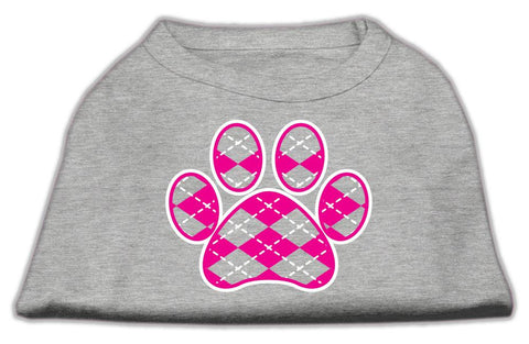 Argyle Paw Pink Screen Print Shirt Grey XXXL (20)