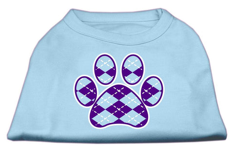 Argyle Paw Purple Screen Print Shirt Baby Blue Lg (14)