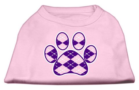 Argyle Paw Purple Screen Print Shirt Light Pink Lg (14)