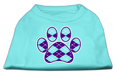 Argyle Paw Purple Screen Print Shirt Aqua Sm (10)