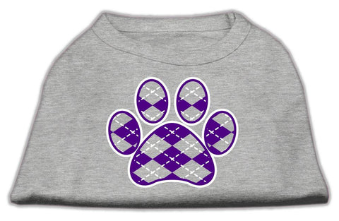 Argyle Paw Purple Screen Print Shirt Grey Sm (10)