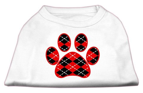 Argyle Paw Red Screen Print Shirt White L (14)