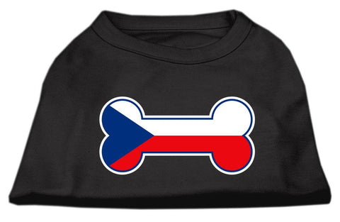 Bone Shaped Czech Republic Flag Screen Print Shirts Black M (12)