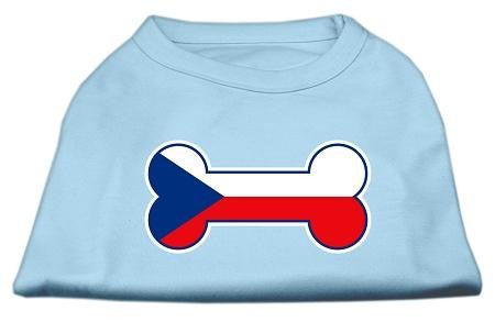 Bone Shaped Czech Republic Flag Screen Print Shirts Baby Blue XL (16)