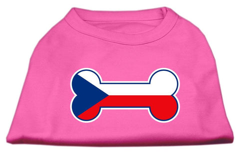 Bone Shaped Czech Republic Flag Screen Print Shirts Bright Pink XL (16)