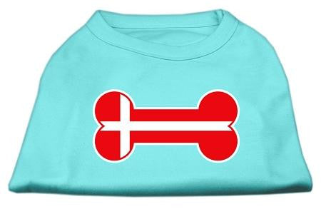 Bone Shaped Denmark Flag Screen Print Shirts Aqua XL (16)