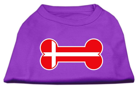 Bone Shaped Denmark Flag Screen Print Shirts Purple XXL (18)