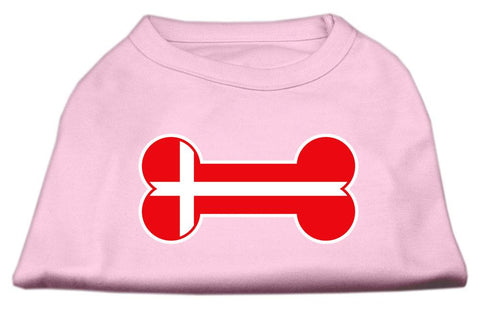 Bone Shaped Denmark Flag Screen Print Shirts Light Pink XXXL(20)