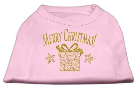 Golden Christmas Present Dog Shirt Light Pink Sm (10)