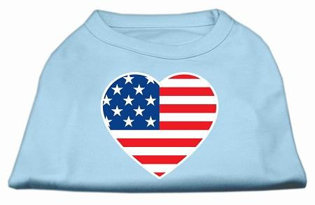 American Flag Heart Screen Print Shirt Baby Blue XS (8)