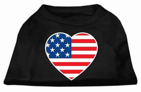 American Flag Heart Screen Print Shirt Black  XS (8)