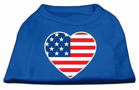 American Flag Heart Screen Print Shirt Blue XS (8)