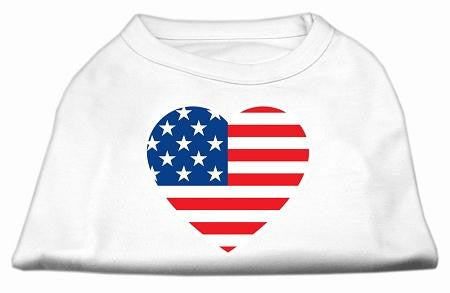 American Flag Heart Screen Print Shirt White XS (8)