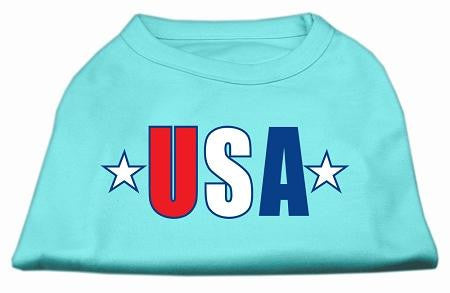 USA Star Screen Print Shirt Aqua XXL (18)