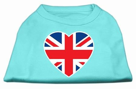 British Flag Heart Screen Print Shirt Aqua Lg (14)
