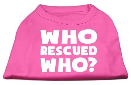 Who Rescued Who Screen Print Shirt Bright Pink Lg (14)