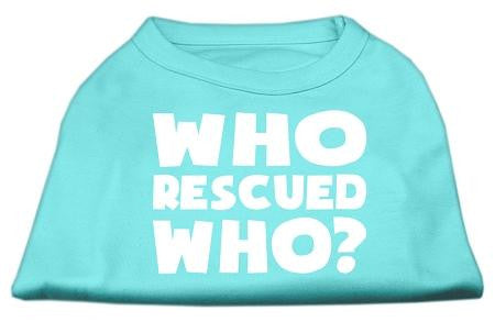 Who Rescued Who Screen Print Shirt Aqua Sm (10)