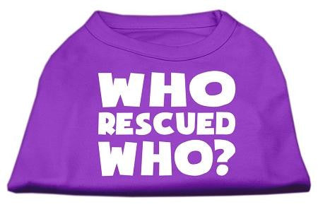 Who Rescued Who Screen Print Shirt Purple XXL (18)