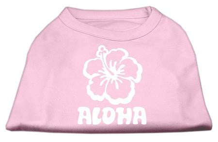 Aloha Flower Screen Print Shirt Light Pink Lg (14)