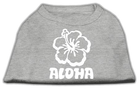 Aloha Flower Screen Print Shirt Grey XL (16)