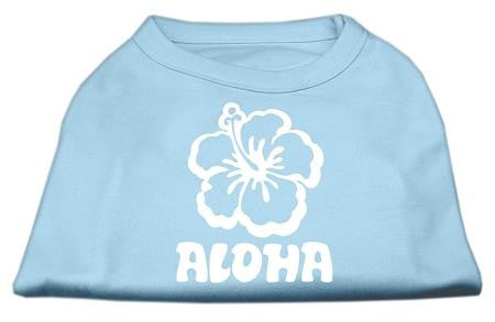 Aloha Flower Screen Print Shirt Baby Blue XS (8)