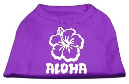 Aloha Flower Screen Print Shirt Purple XS (8)