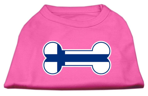 Bone Shaped Finland Flag Screen Print Shirts Bright Pink L (14)