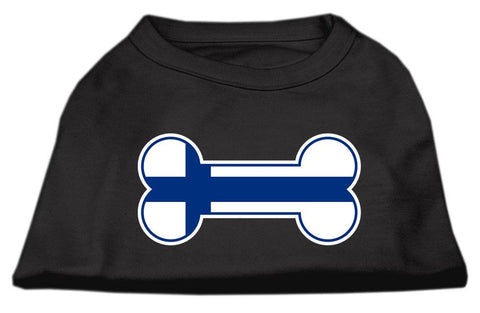 Bone Shaped Finland Flag Screen Print Shirts Black XS (8)