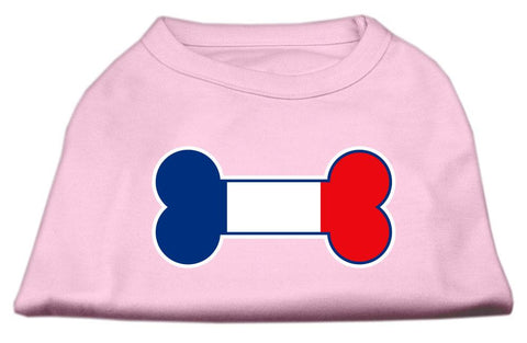 Bone Shaped France Flag Screen Print Shirts Light Pink L (14)