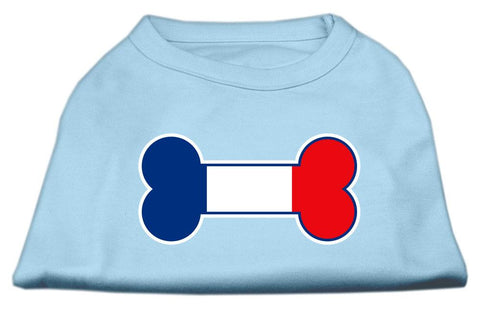 Bone Shaped France Flag Screen Print Shirts Baby Blue M (12)