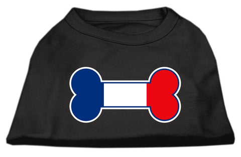 Bone Shaped France Flag Screen Print Shirts Black M (12)