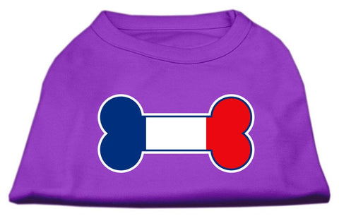 Bone Shaped France Flag Screen Print Shirts Purple M (12)