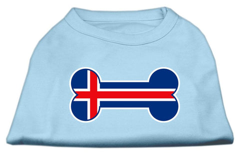 Bone Shaped Iceland Flag Screen Print Shirts Baby Blue XL (16)