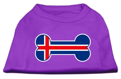 Bone Shaped Iceland Flag Screen Print Shirts Purple XL (16)