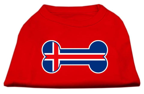 Bone Shaped Iceland Flag Screen Print Shirts Red XS (8)