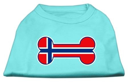 Bone Shaped Norway Flag Screen Print Shirts Aqua L (14)